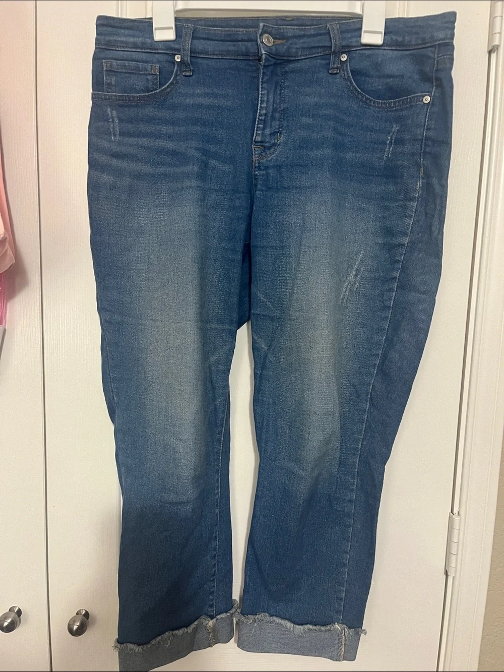 new directions Dark Blue Girlfriend Cropped Ankle Jeans